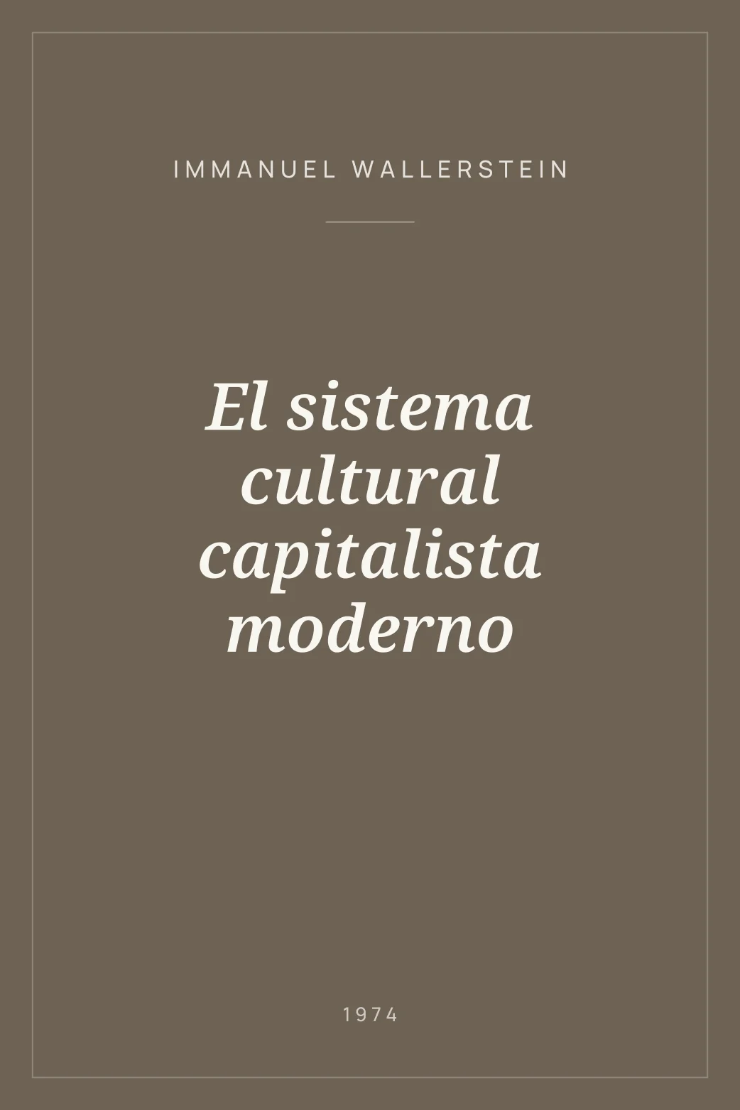 Portada de El sistema cultural capitalista moderno
