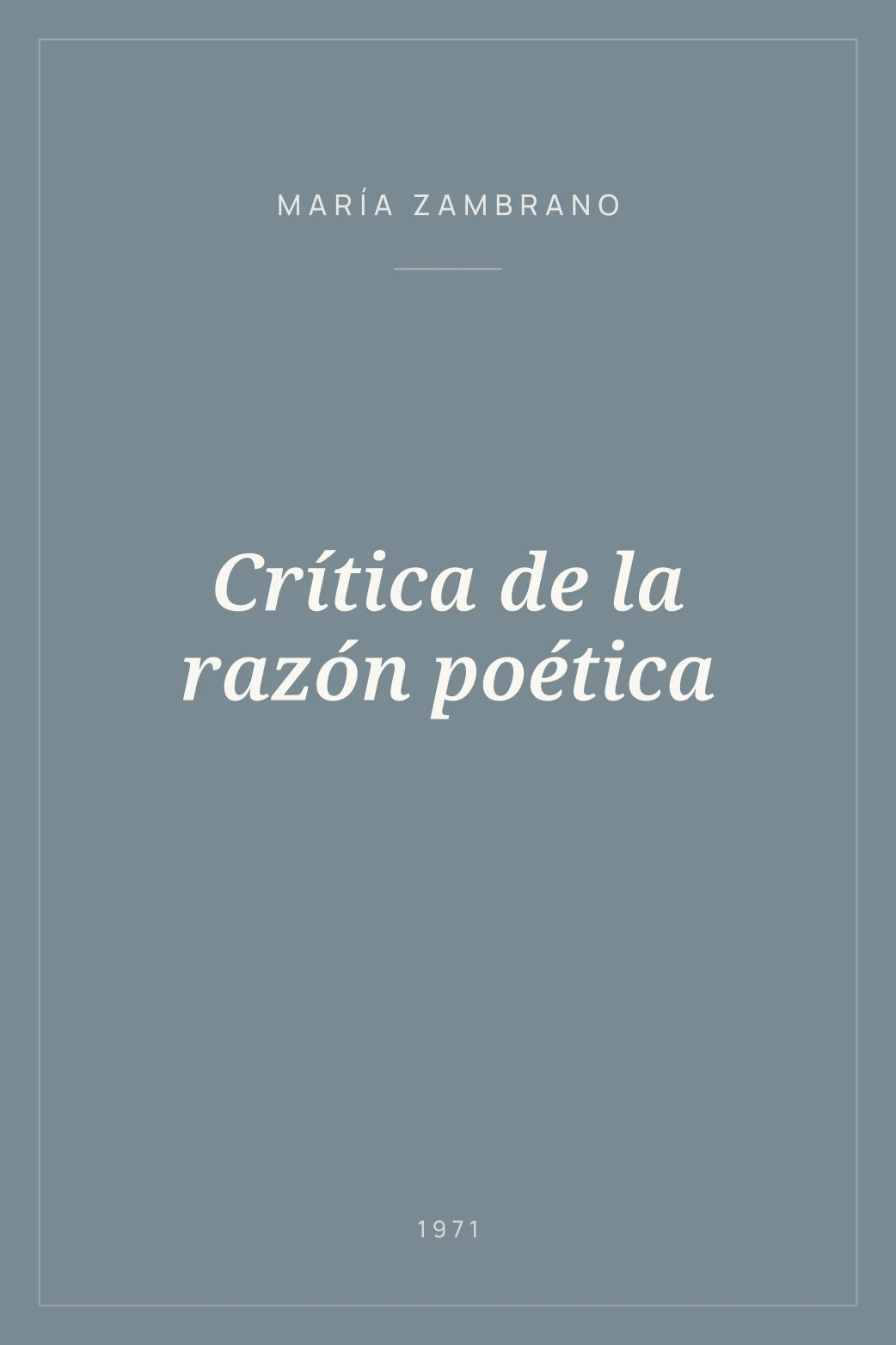 Portada de Crítica de la razón poética