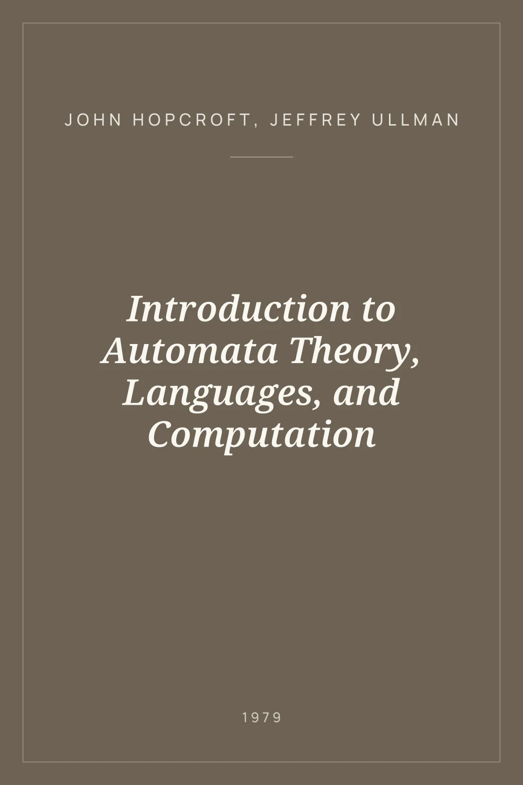 Portada de Introduction to Automata Theory, Languages, and Computation