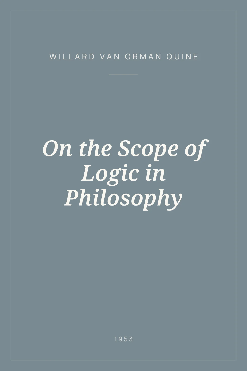 Portada de On the Scope of Logic in Philosophy
