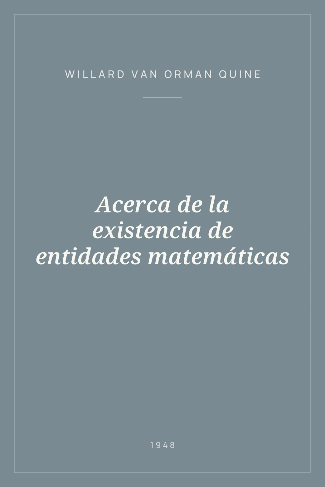 Portada de Acerca de la existencia de entidades matemáticas