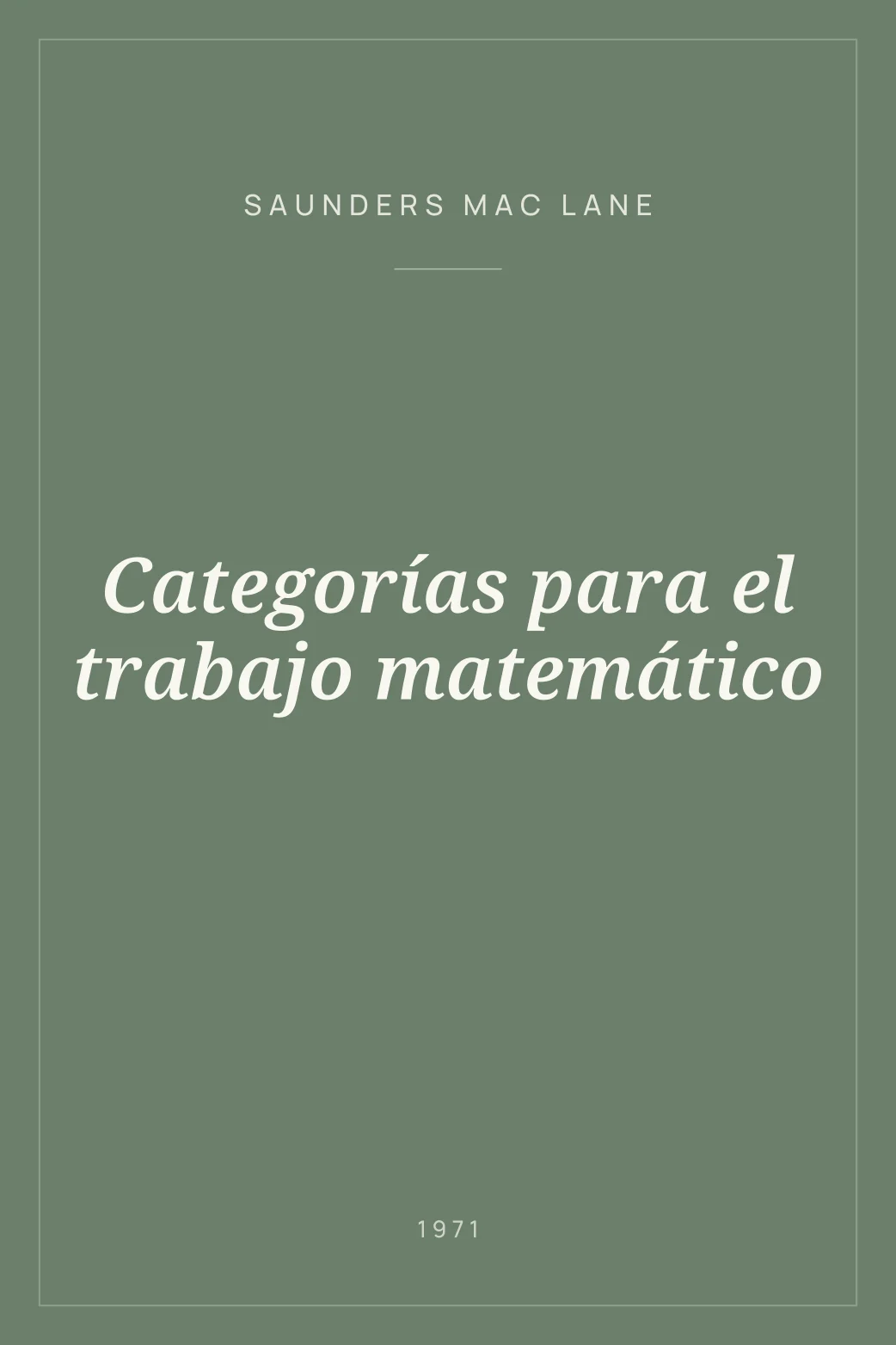 Portada de Categorías para el trabajo matemático