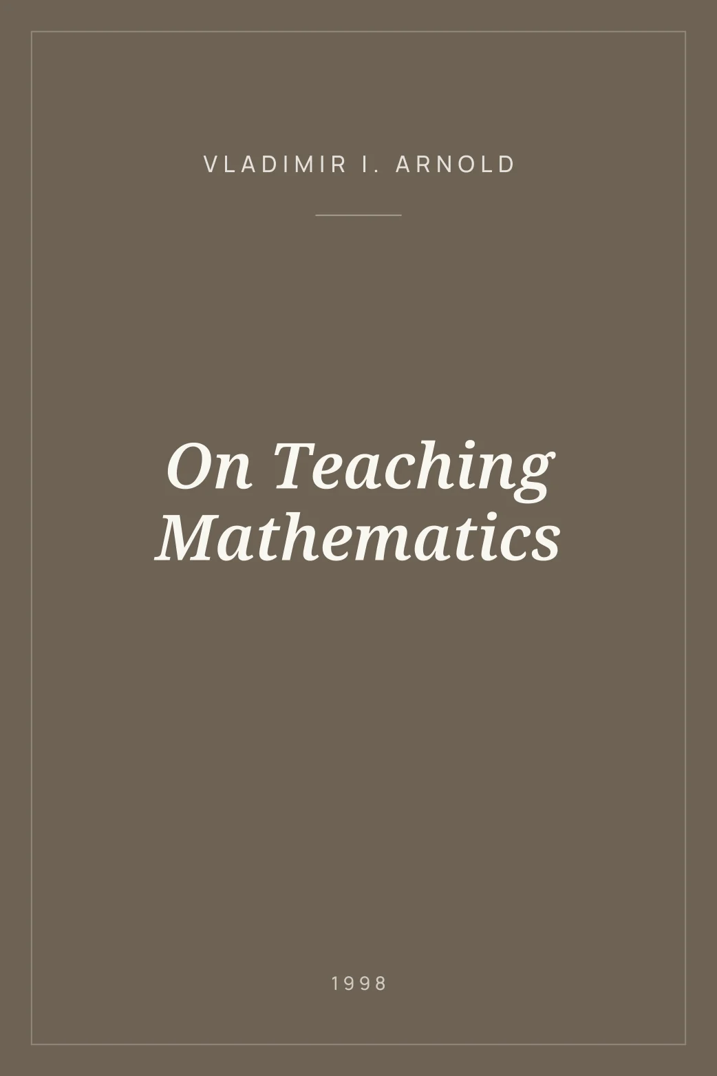 Portada de On Teaching Mathematics