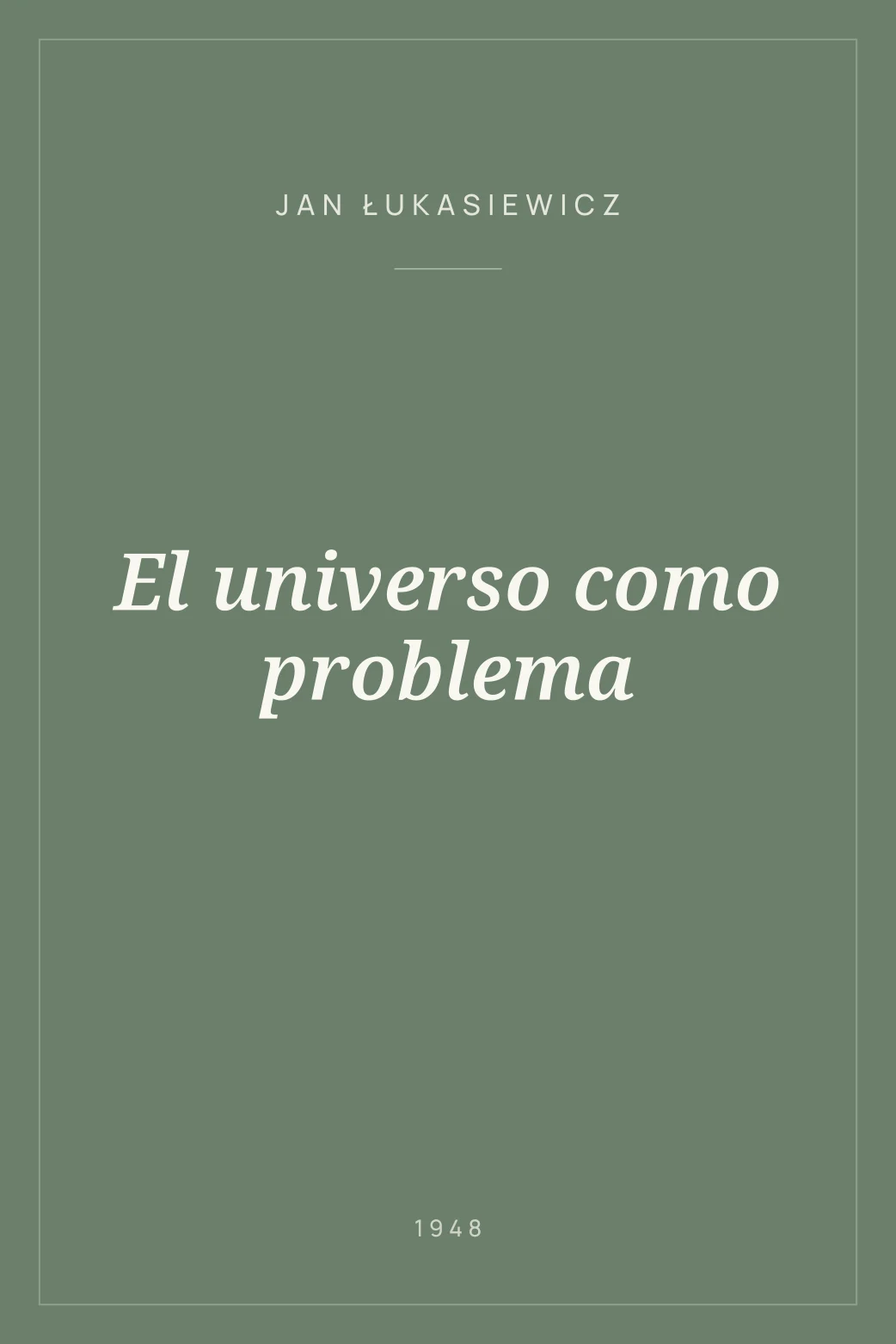 Portada de El universo como problema