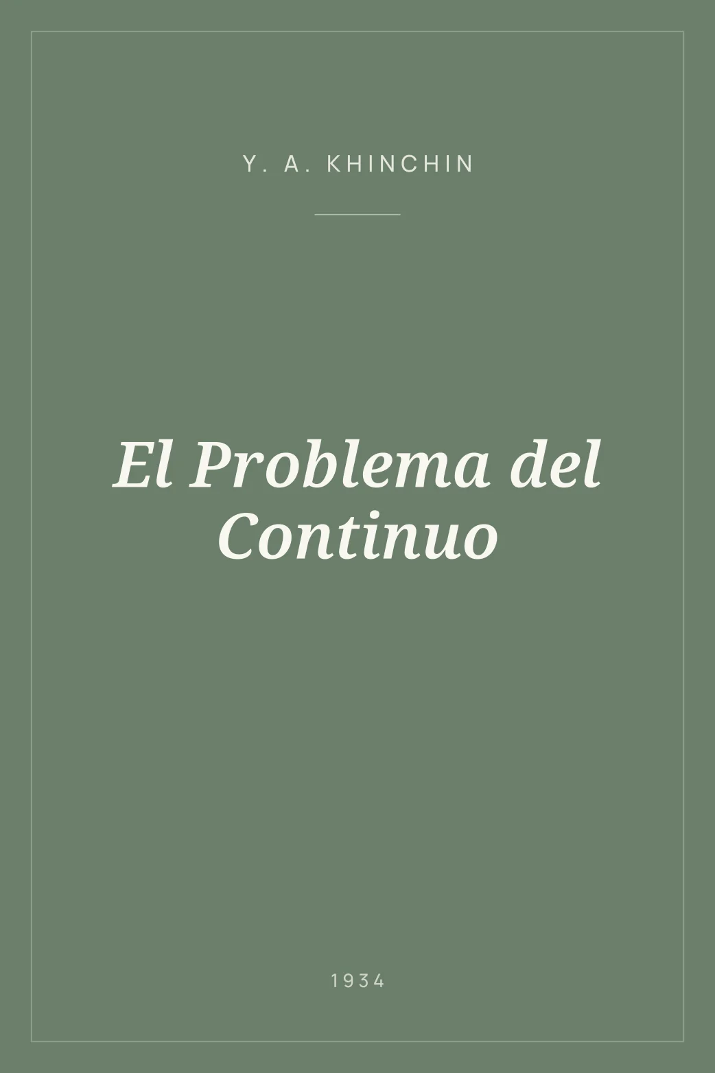 Portada de El Problema del Continuo