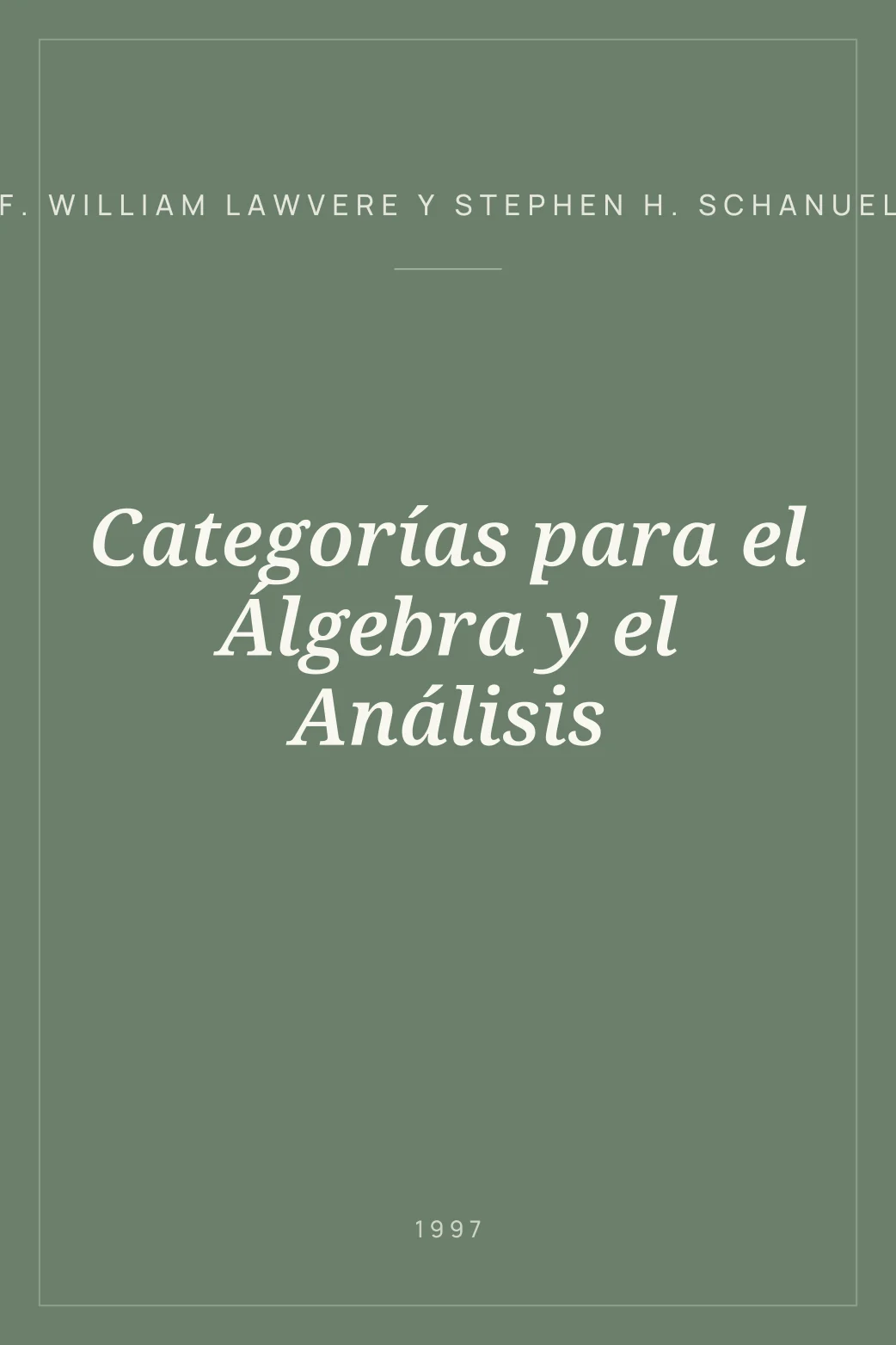 Portada de Categorías para el Álgebra y el Análisis
