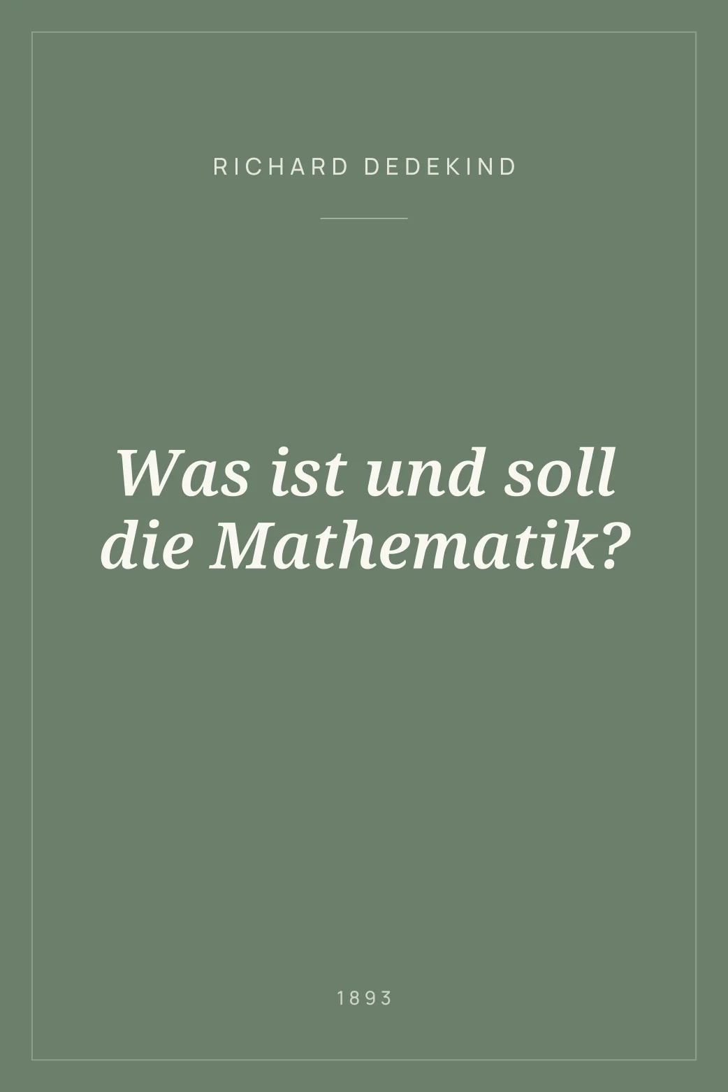 Portada de Was ist und soll die Mathematik?