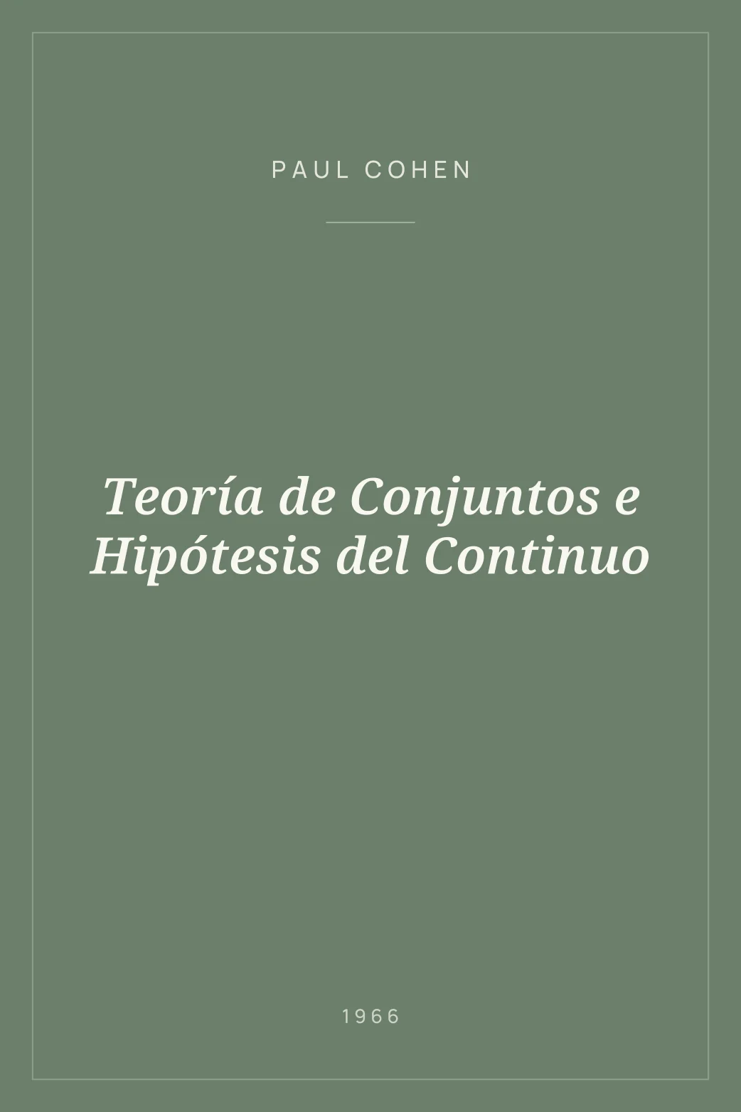 Portada de Teoría de Conjuntos e Hipótesis del Continuo