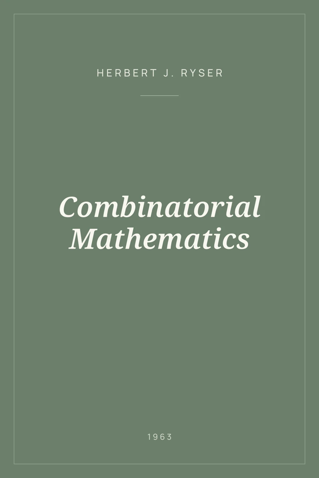 Portada de Combinatorial Mathematics