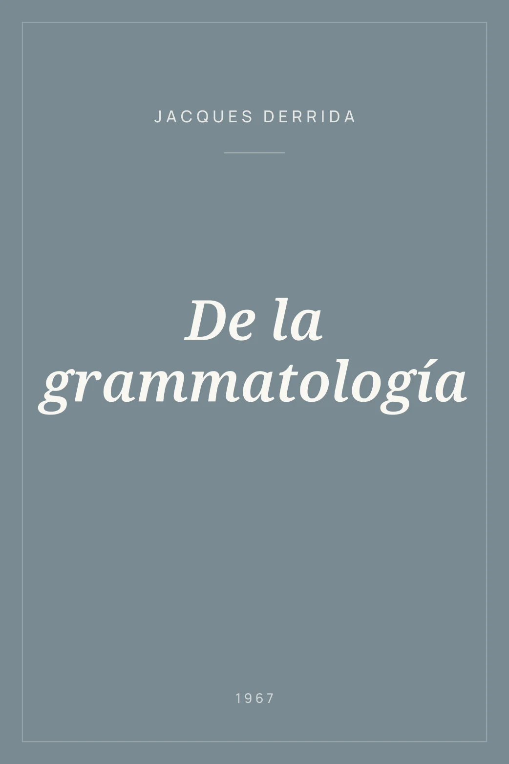 Portada de De la grammatología