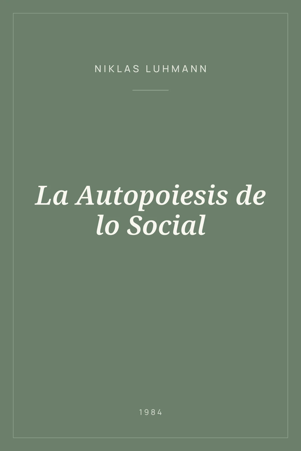 Portada de La Autopoiesis de lo Social