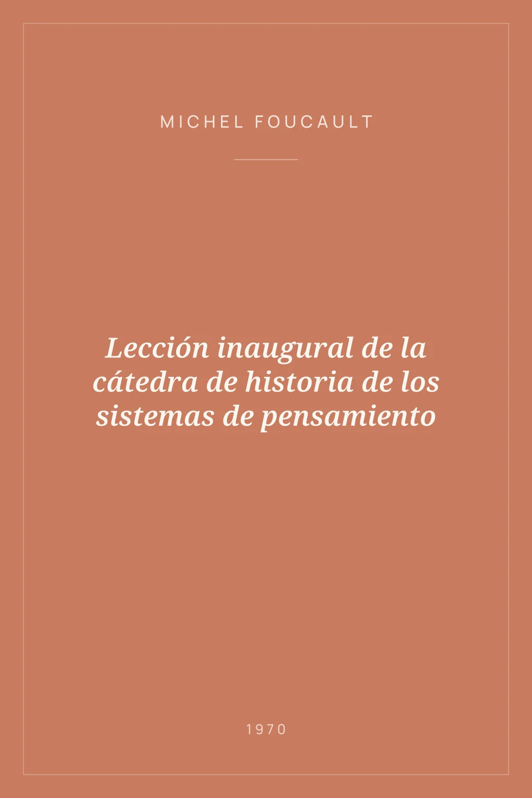 Portada de Lección inaugural de la cátedra de historia de los sistemas de pensamiento