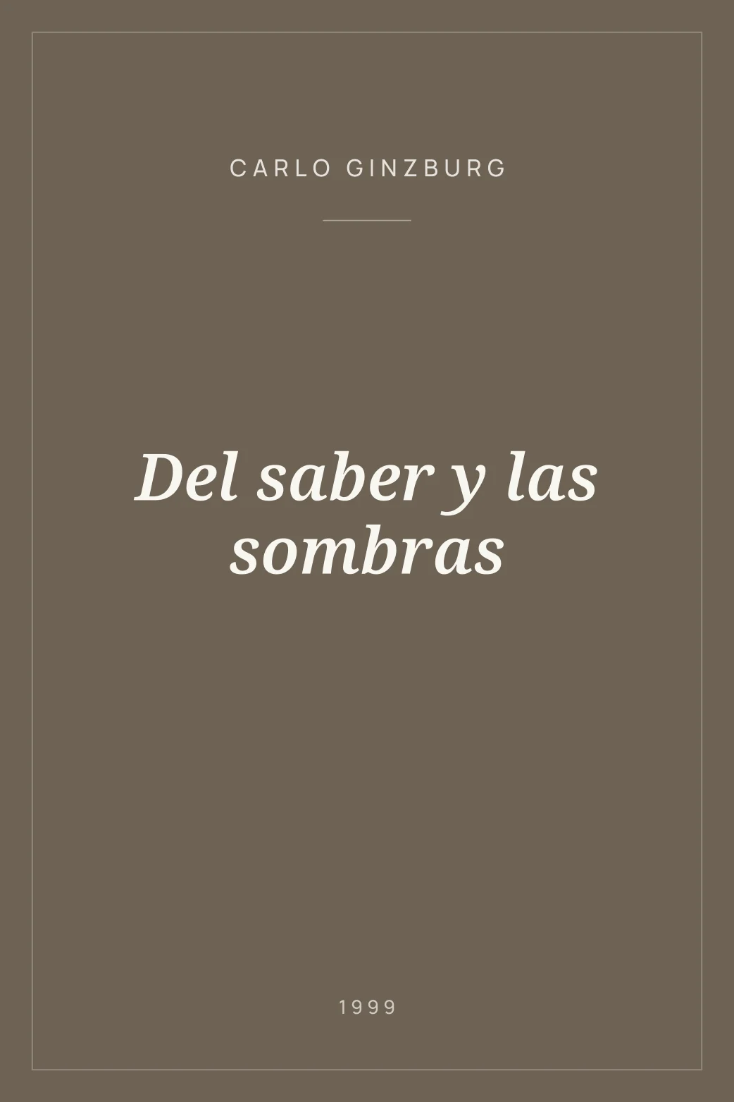 Portada de Del saber y las sombras