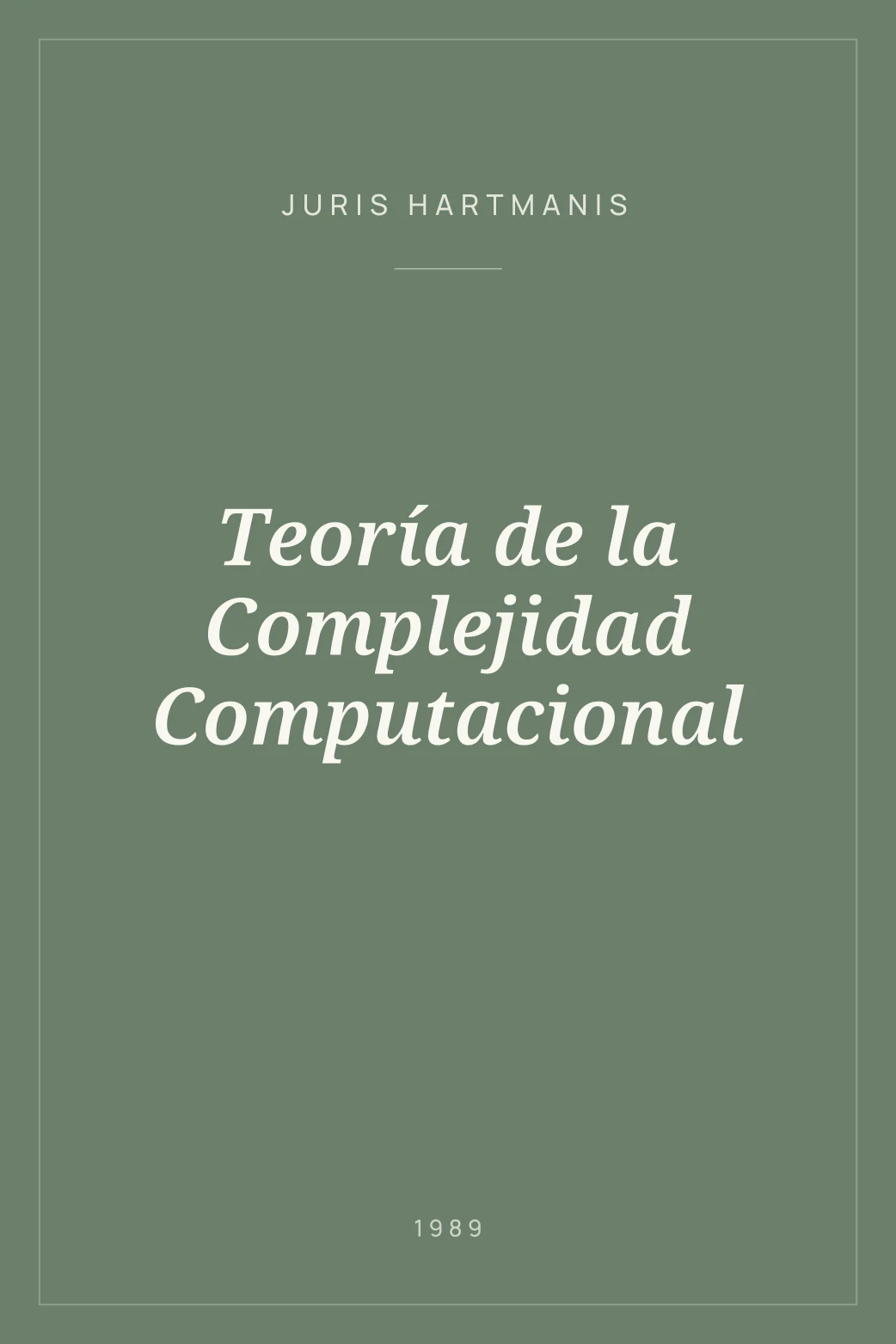 Portada de Teoría de la Complejidad Computacional