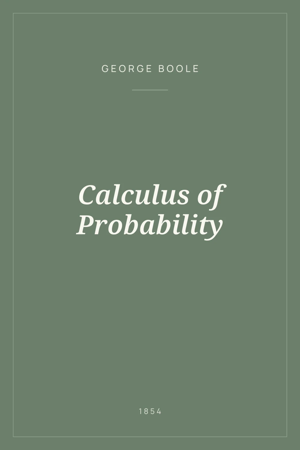 Portada de Calculus of Probability