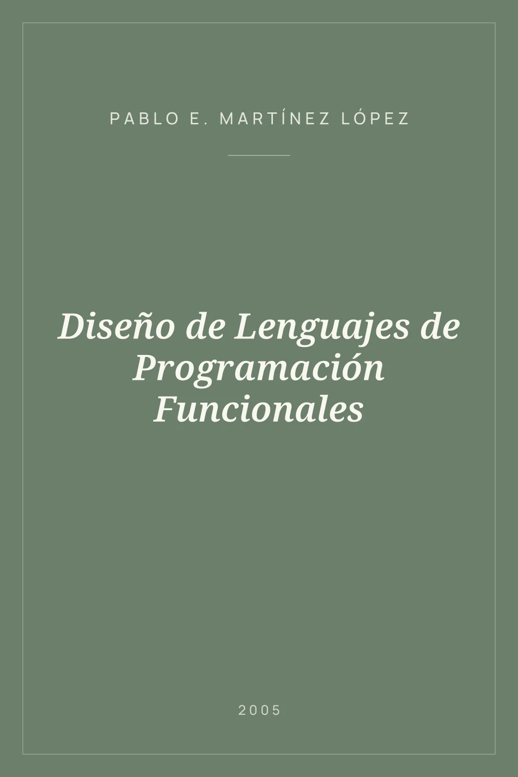 Portada de Diseño de Lenguajes de Programación Funcionales