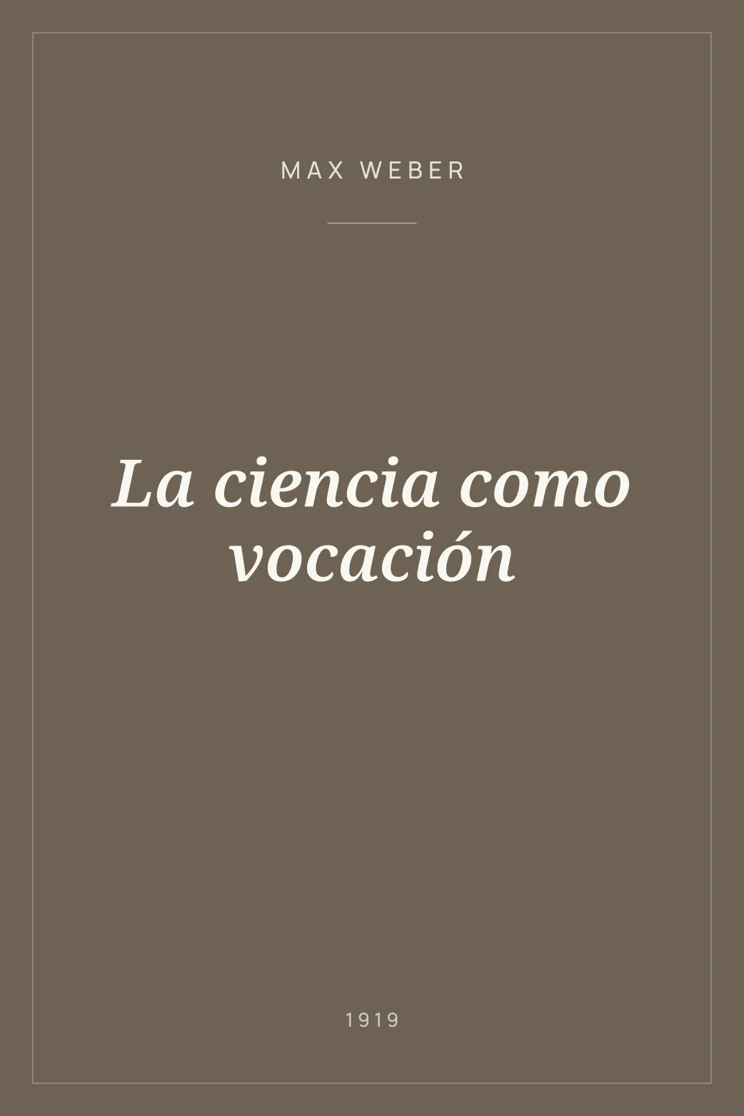 Portada de La ciencia como vocación