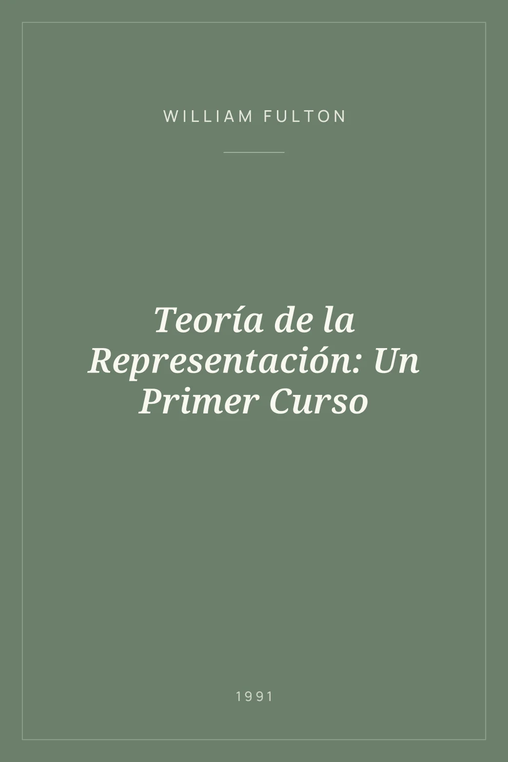 Portada de Teoría de la Representación: Un Primer Curso