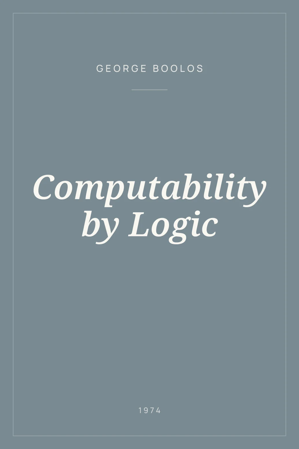 Portada de Computability by Logic