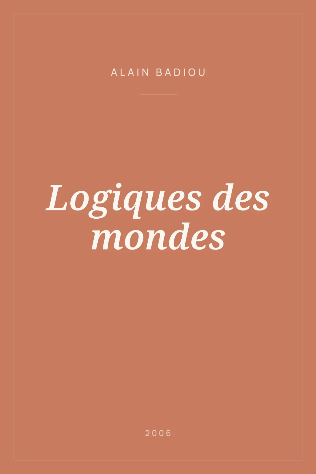 Portada de Logiques des mondes