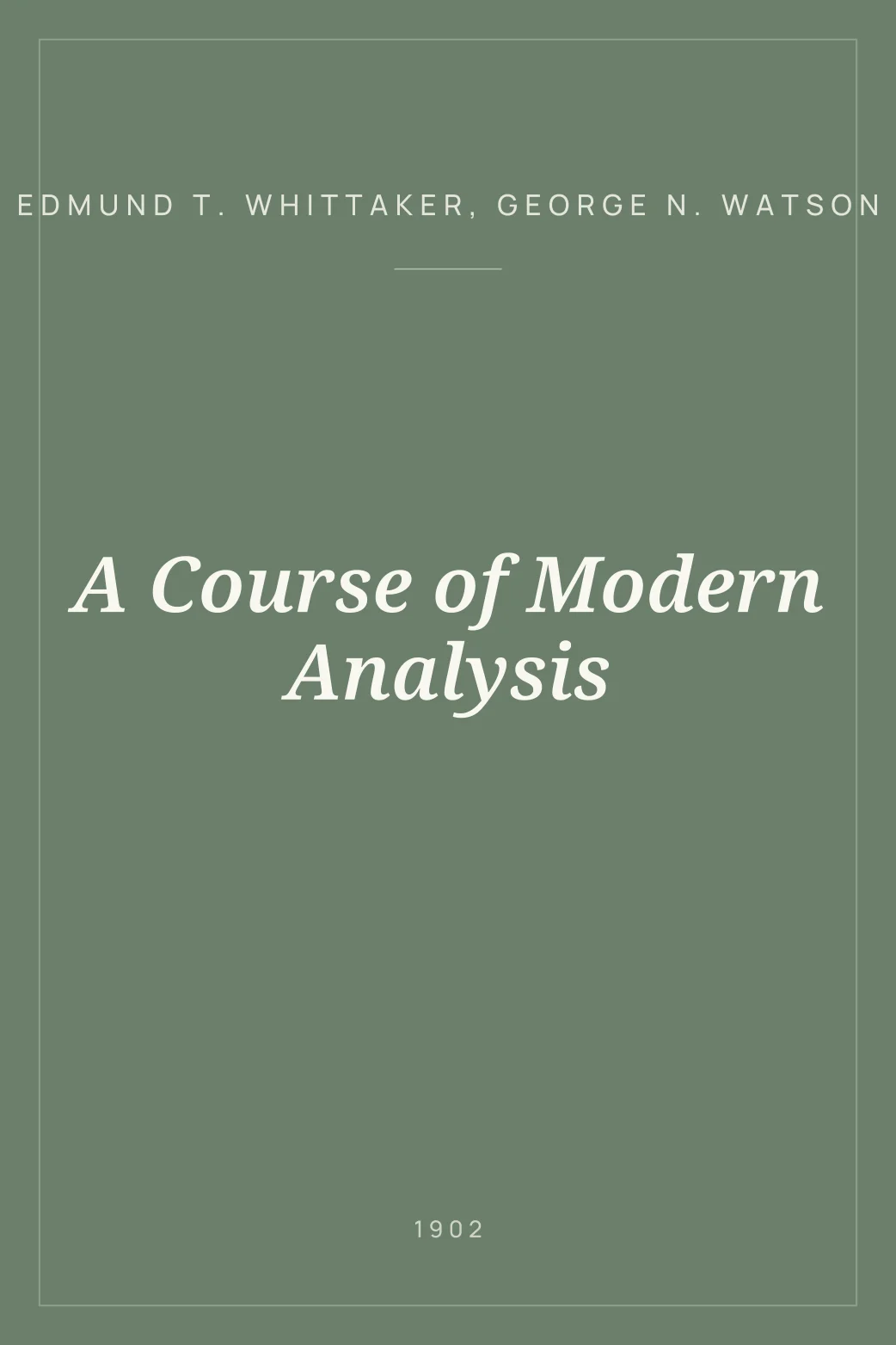 Portada de A Course of Modern Analysis