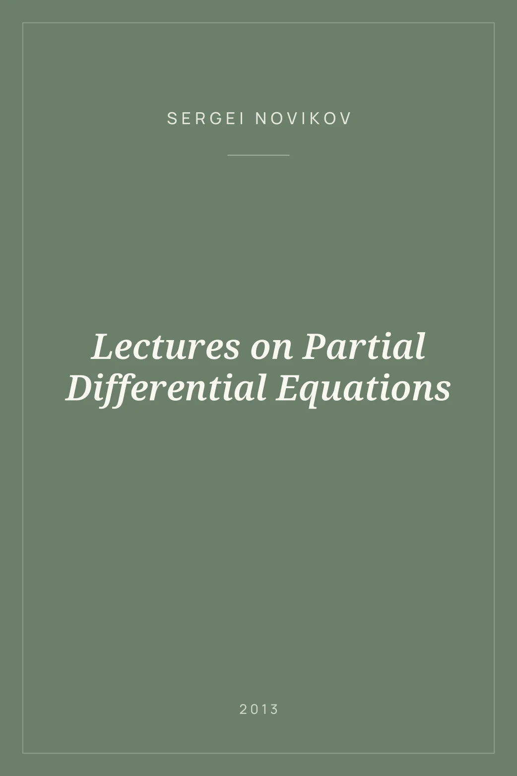 Portada de Lectures on Partial Differential Equations