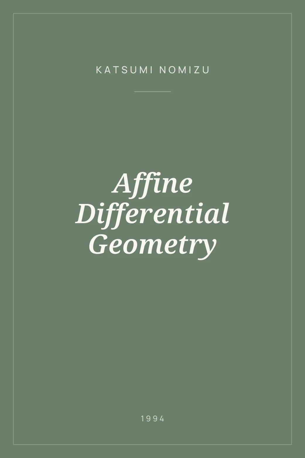 Portada de Affine Differential Geometry