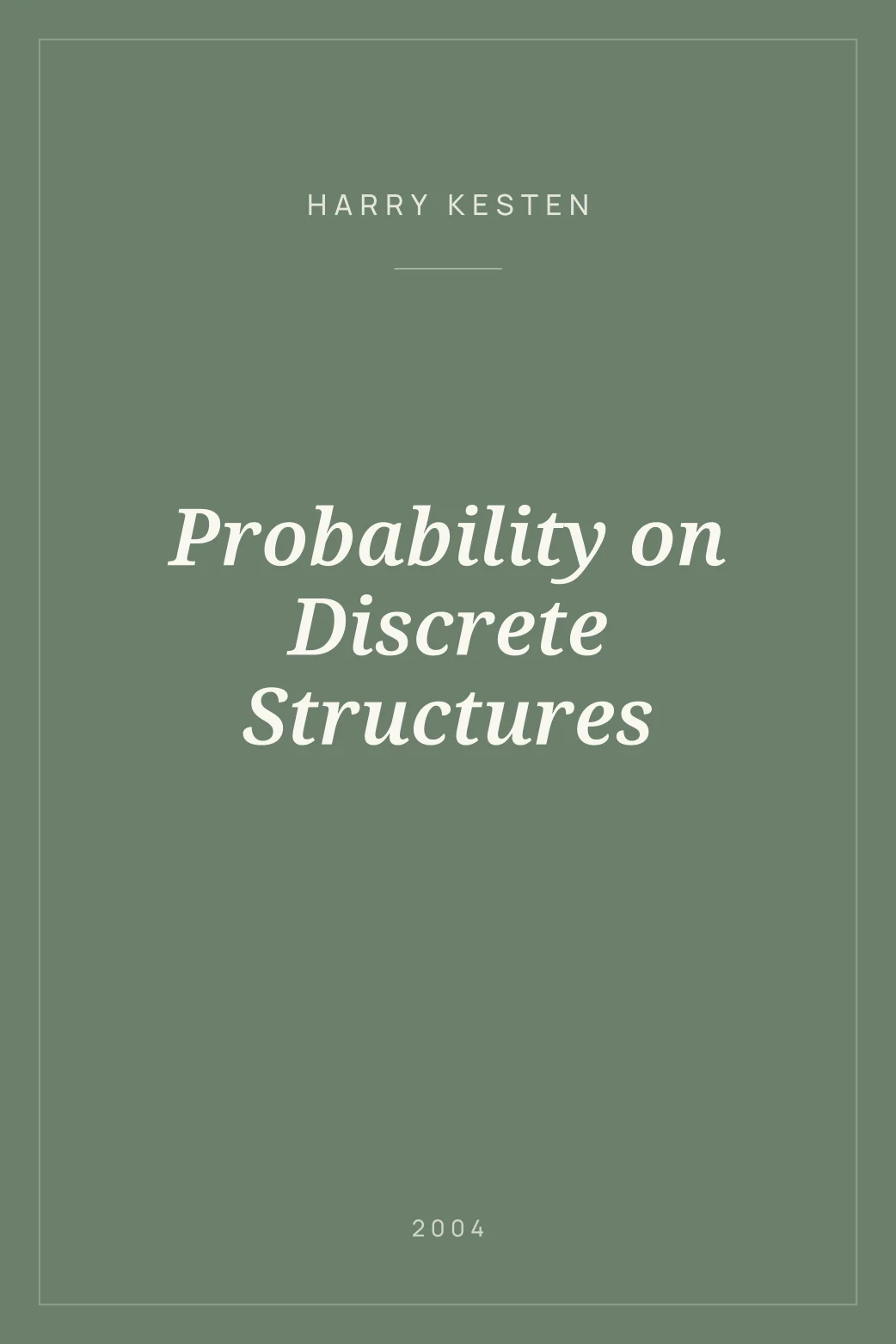 Portada de Probability on Discrete Structures