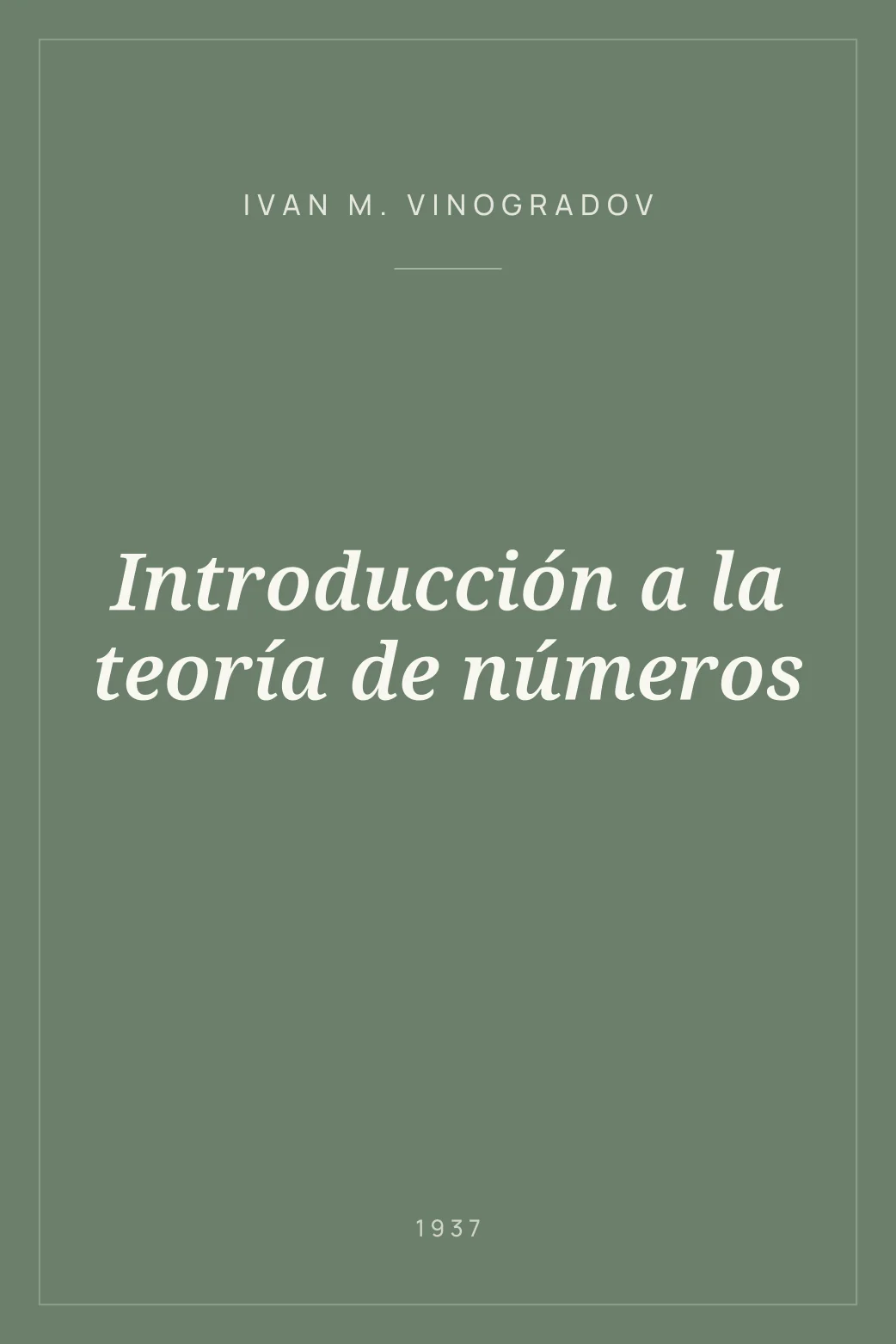Portada de Introducción a la teoría de números