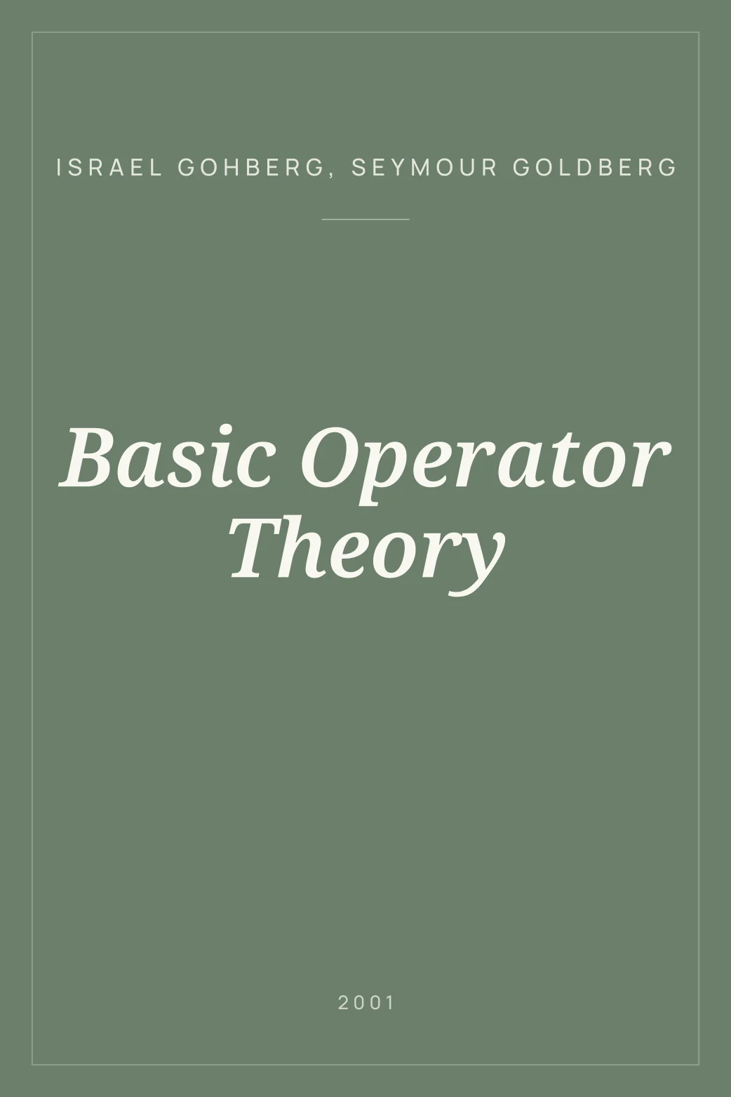 Portada de Basic Operator Theory