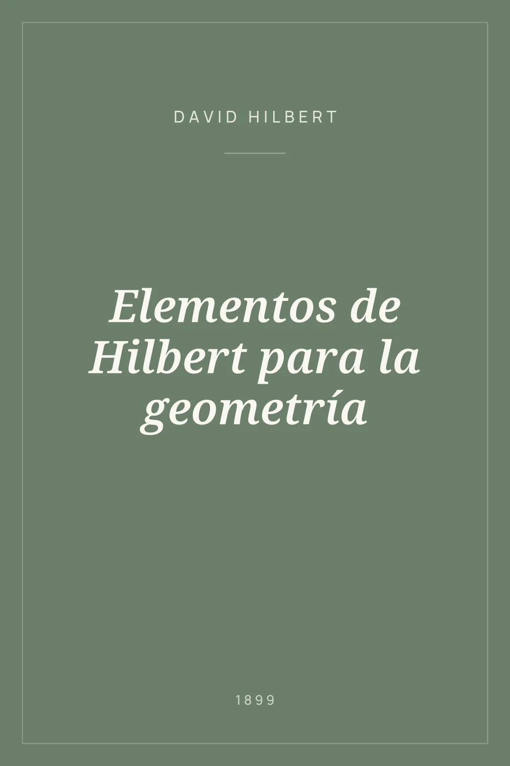 Portada de Elementos de Hilbert para la geometría