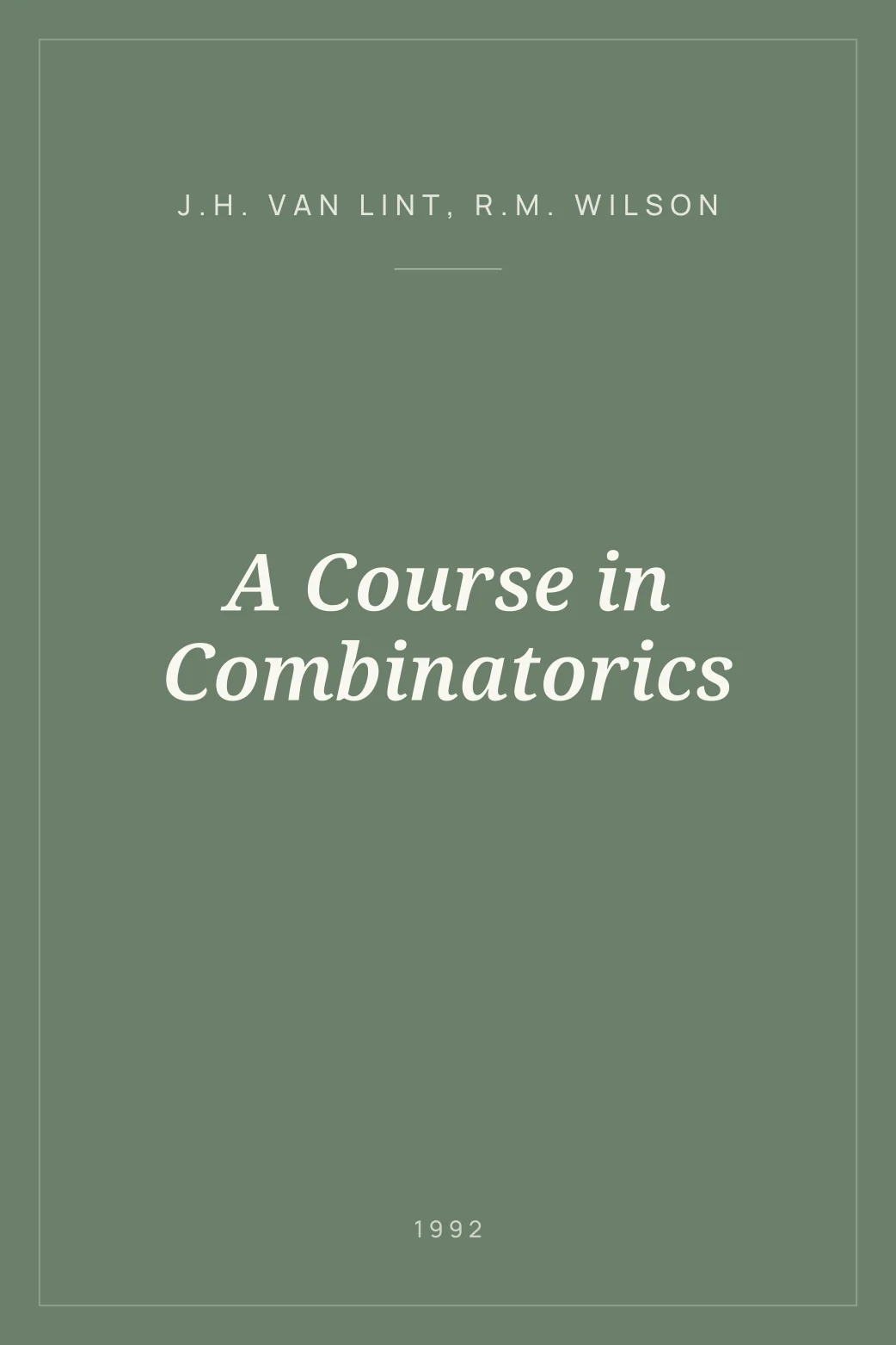 Portada de A Course in Combinatorics