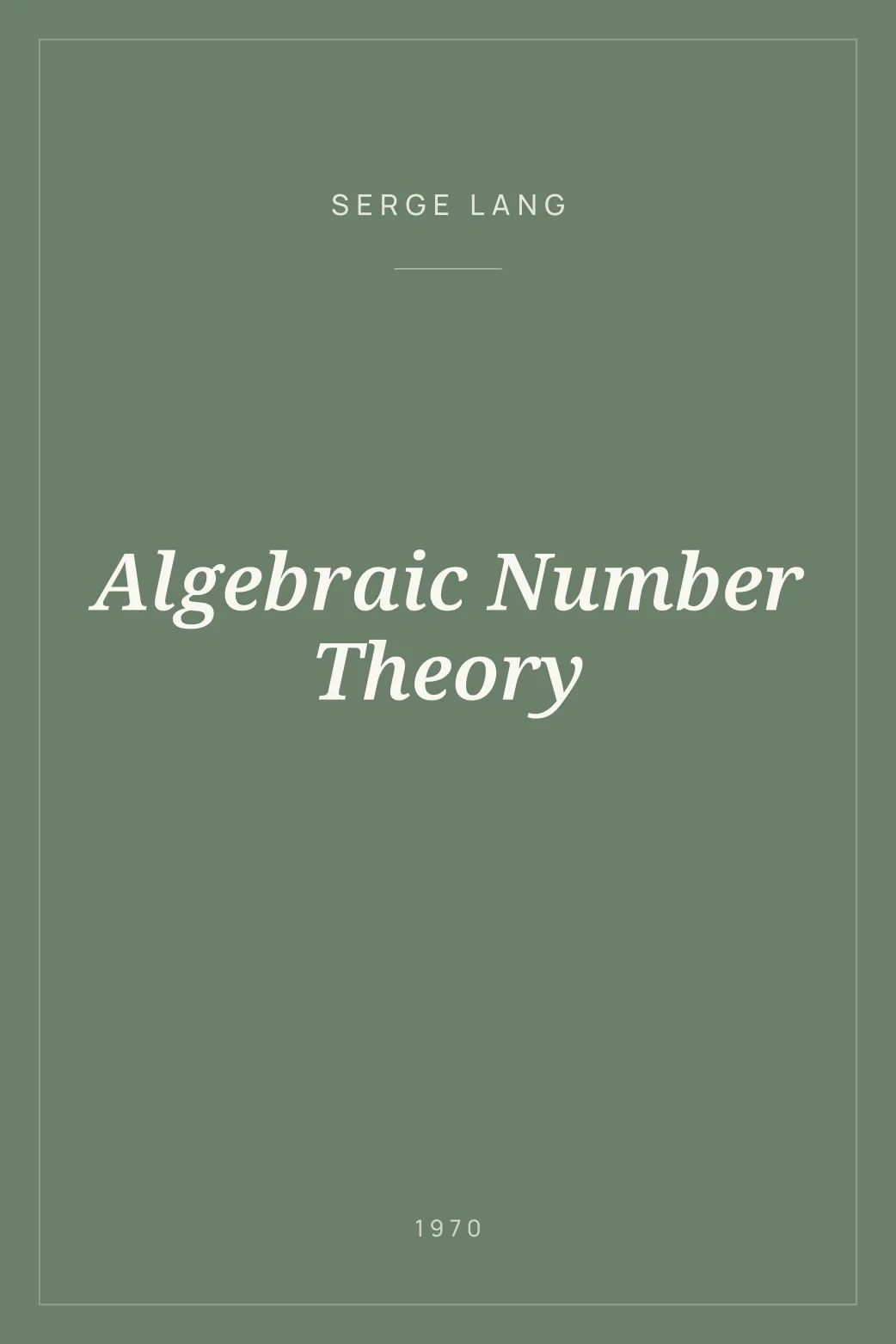 Portada de Algebraic Number Theory