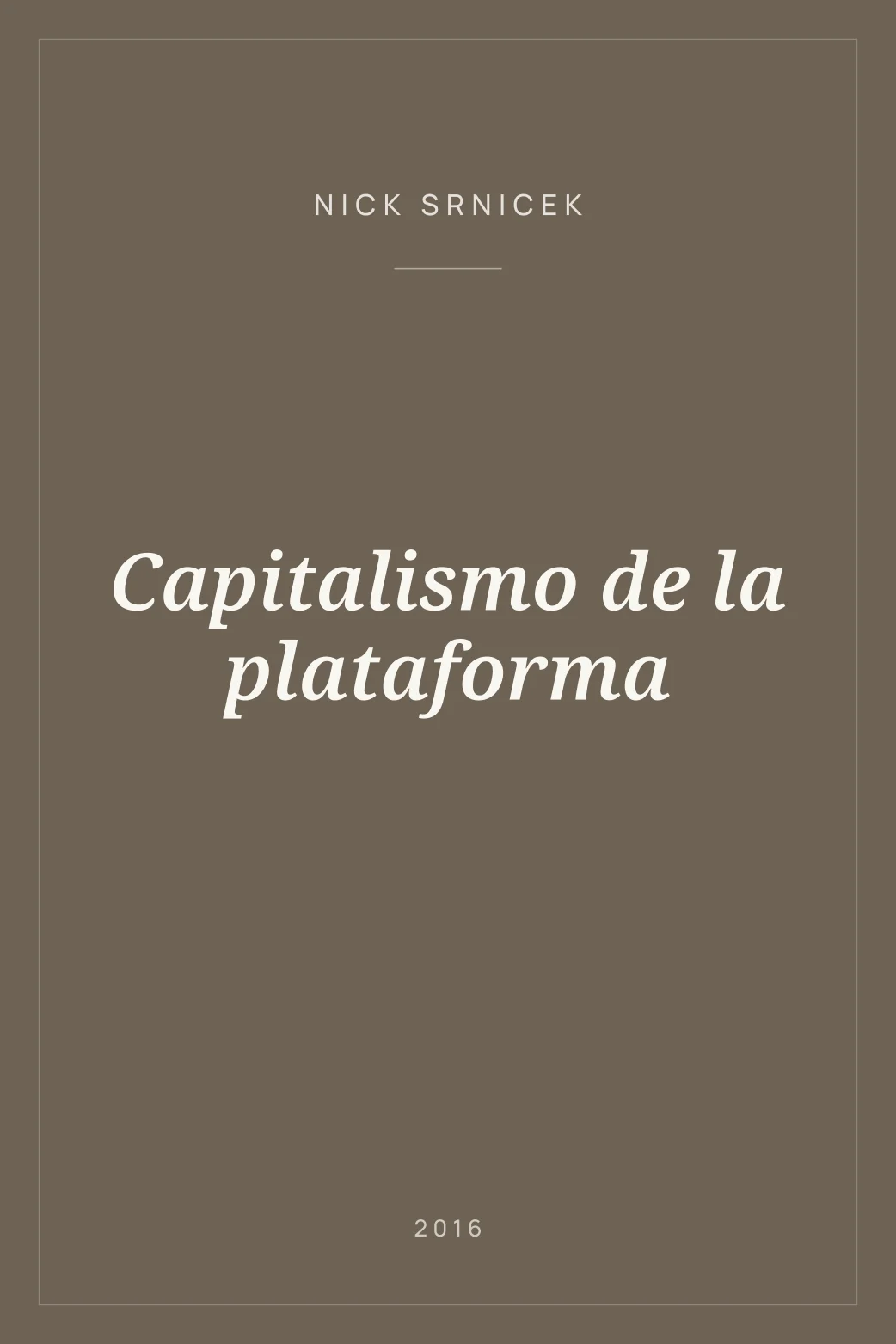 Portada de Capitalismo de la plataforma