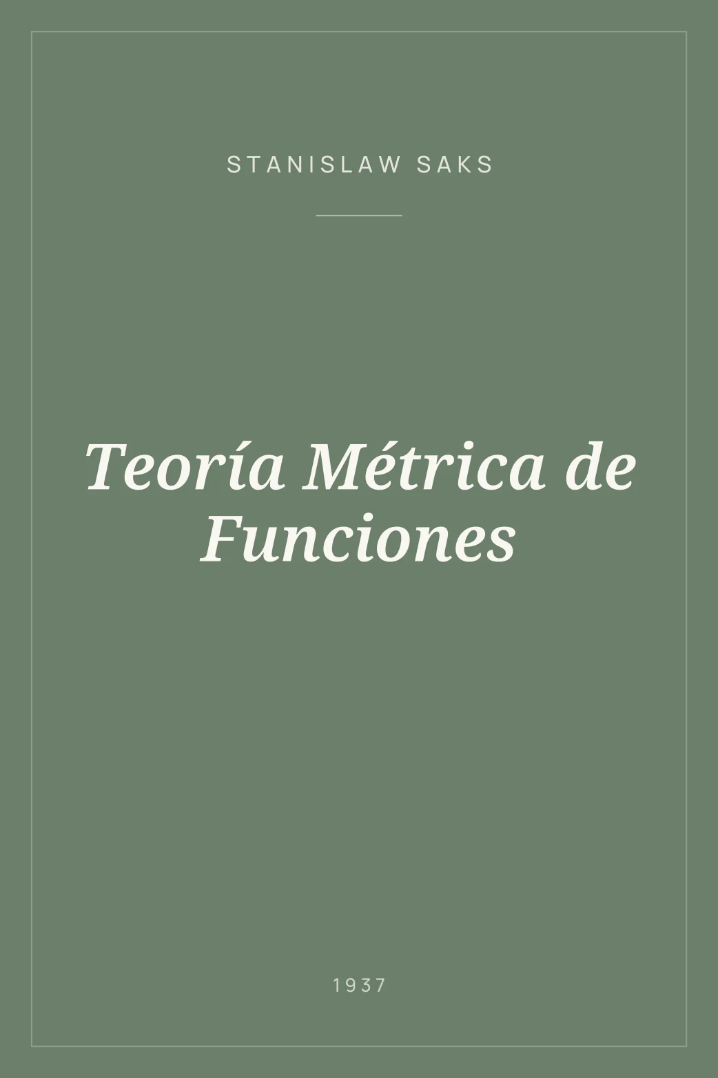 Portada de Teoría Métrica de Funciones