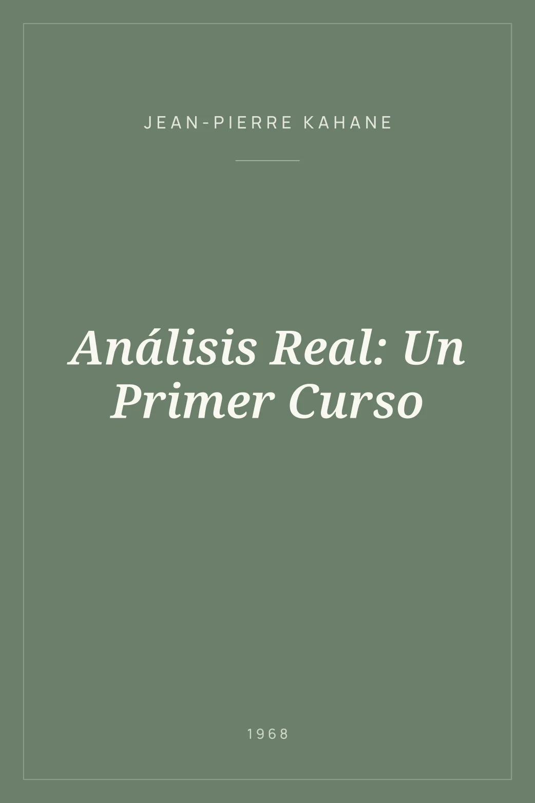 Portada de Análisis Real: Un Primer Curso