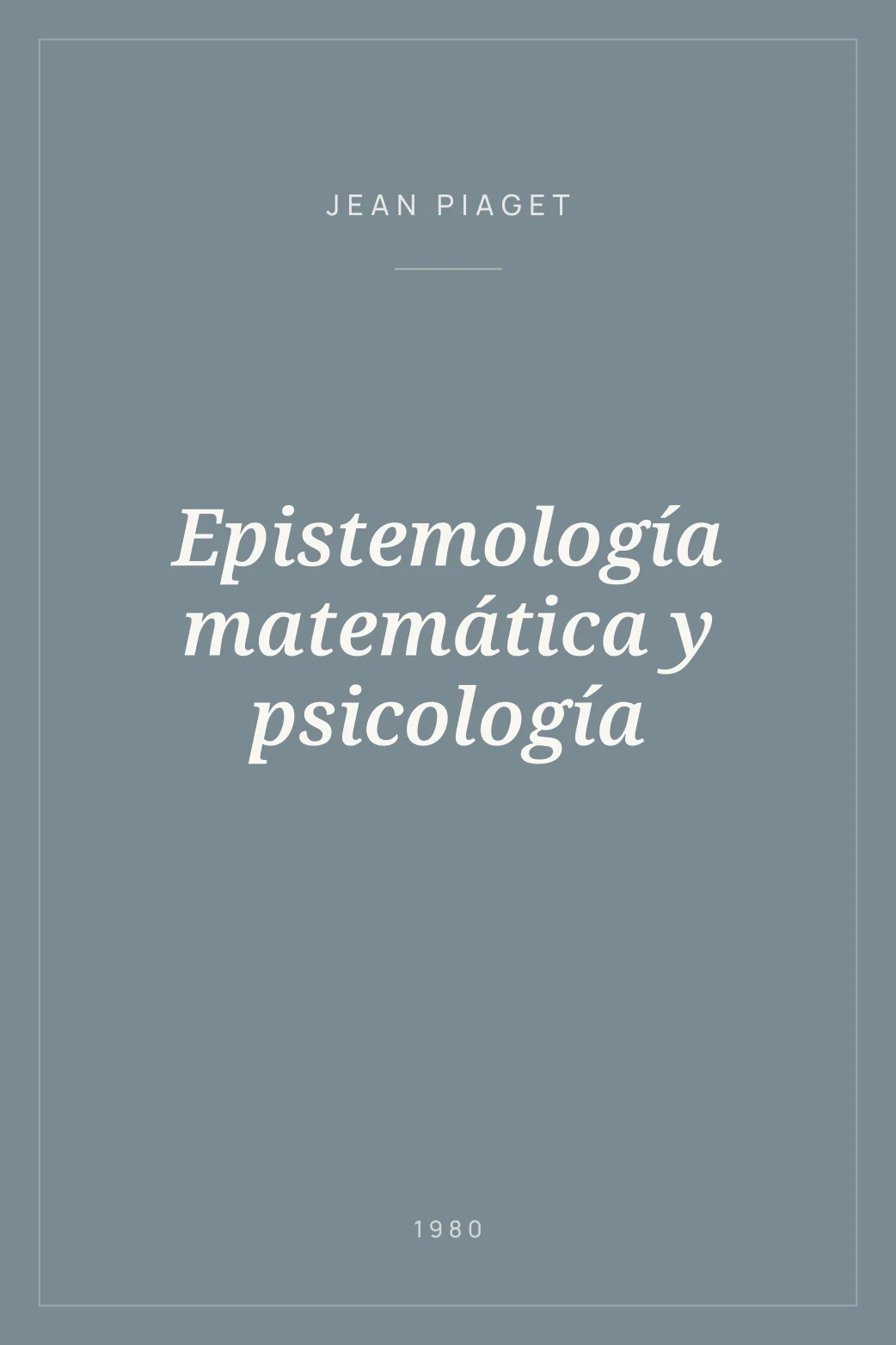 Portada de Epistemología matemática y psicología