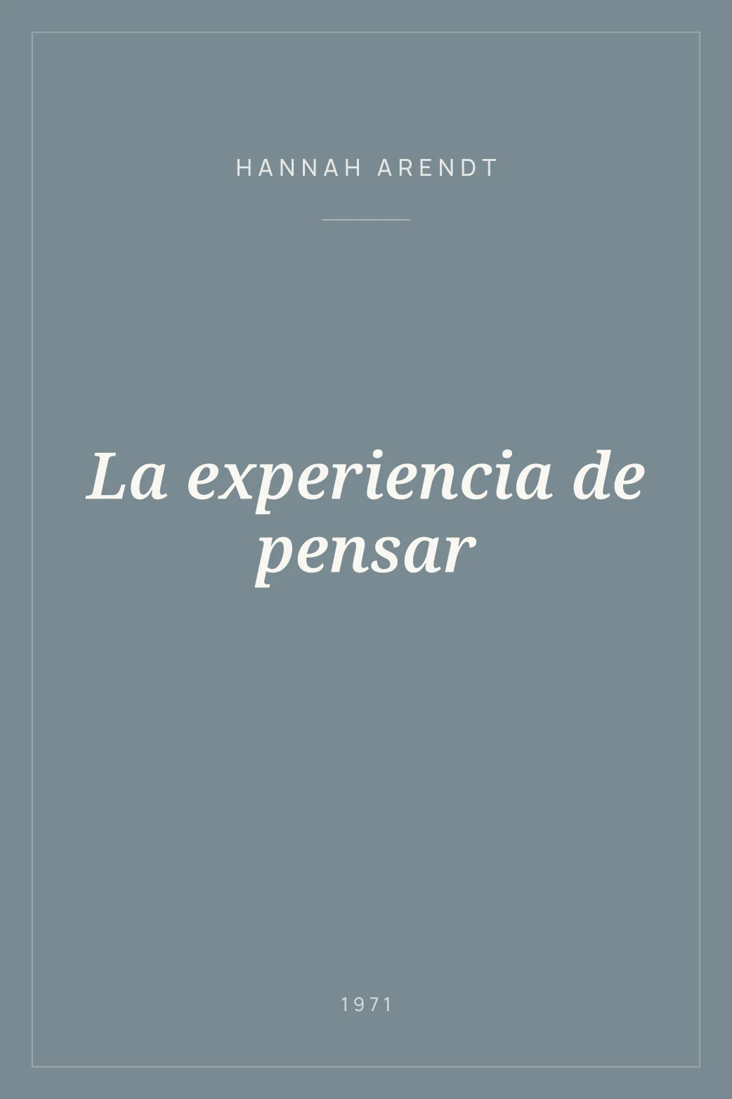 Portada de La experiencia de pensar