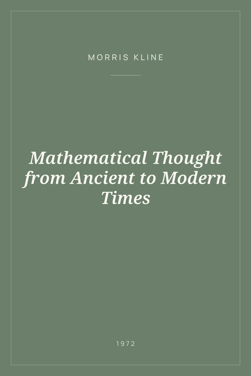 Portada de Mathematical Thought from Ancient to Modern Times