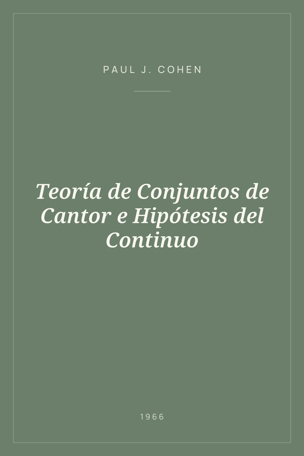 Portada de Teoría de Conjuntos de Cantor e Hipótesis del Continuo