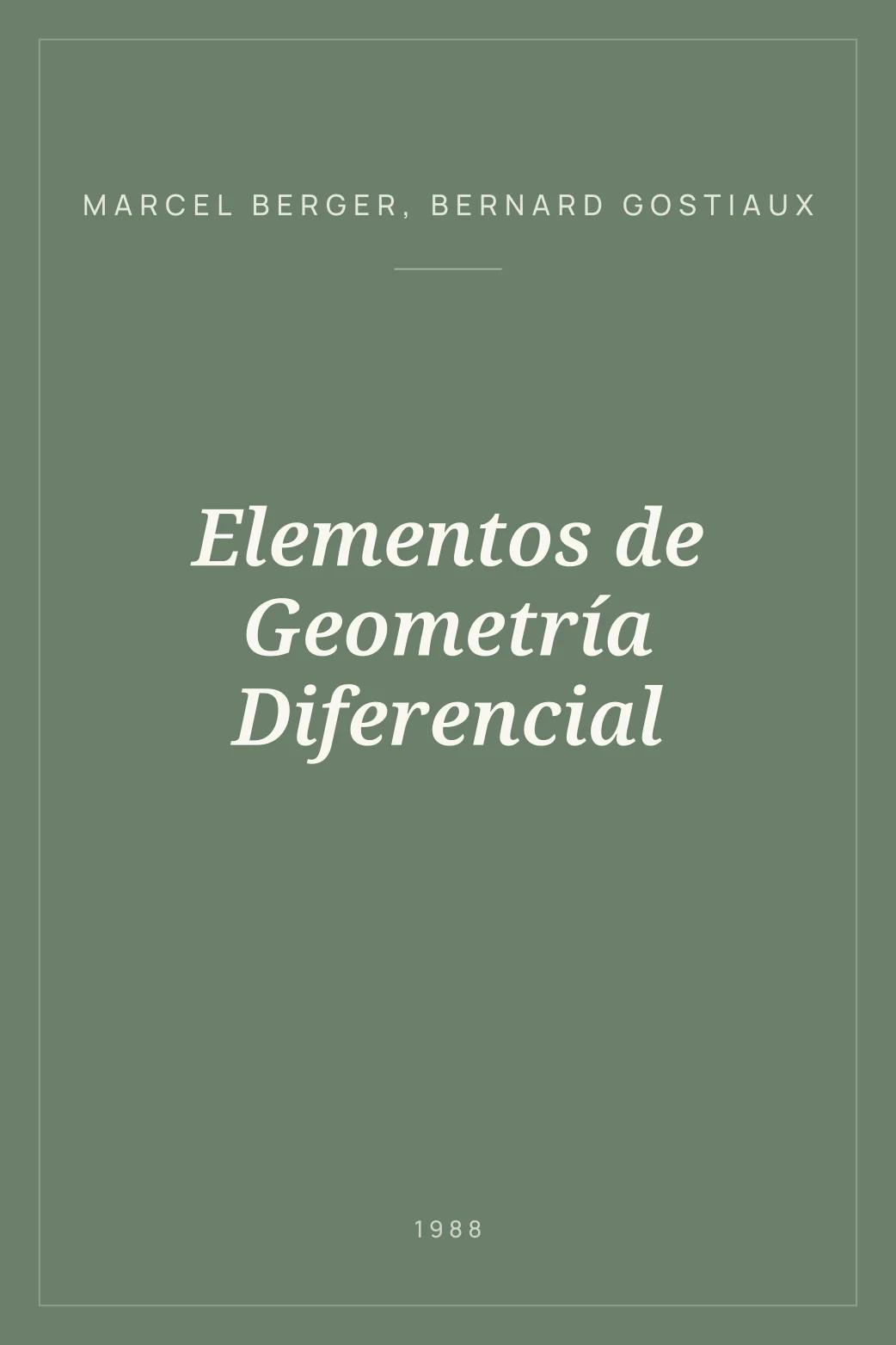 Portada de Elementos de Geometría Diferencial