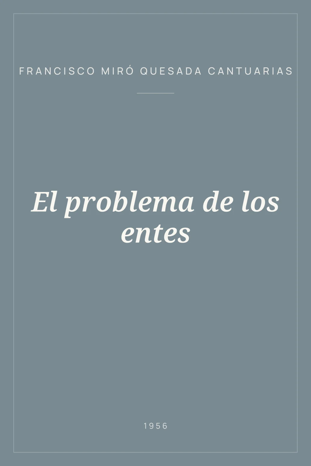 Portada de El problema de los entes