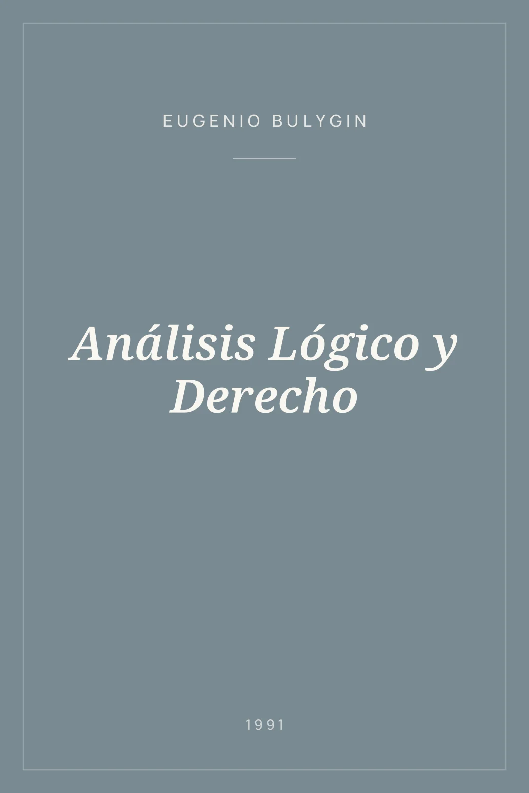 Portada de Análisis Lógico y Derecho
