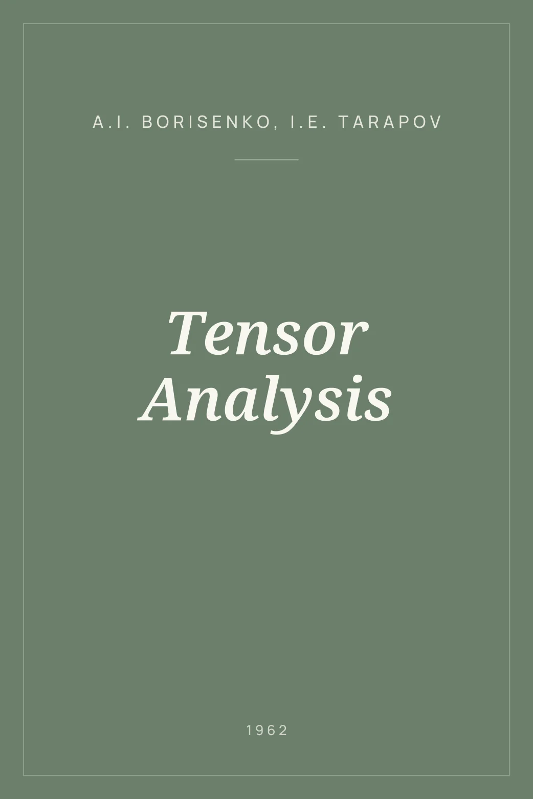 Portada de Tensor Analysis