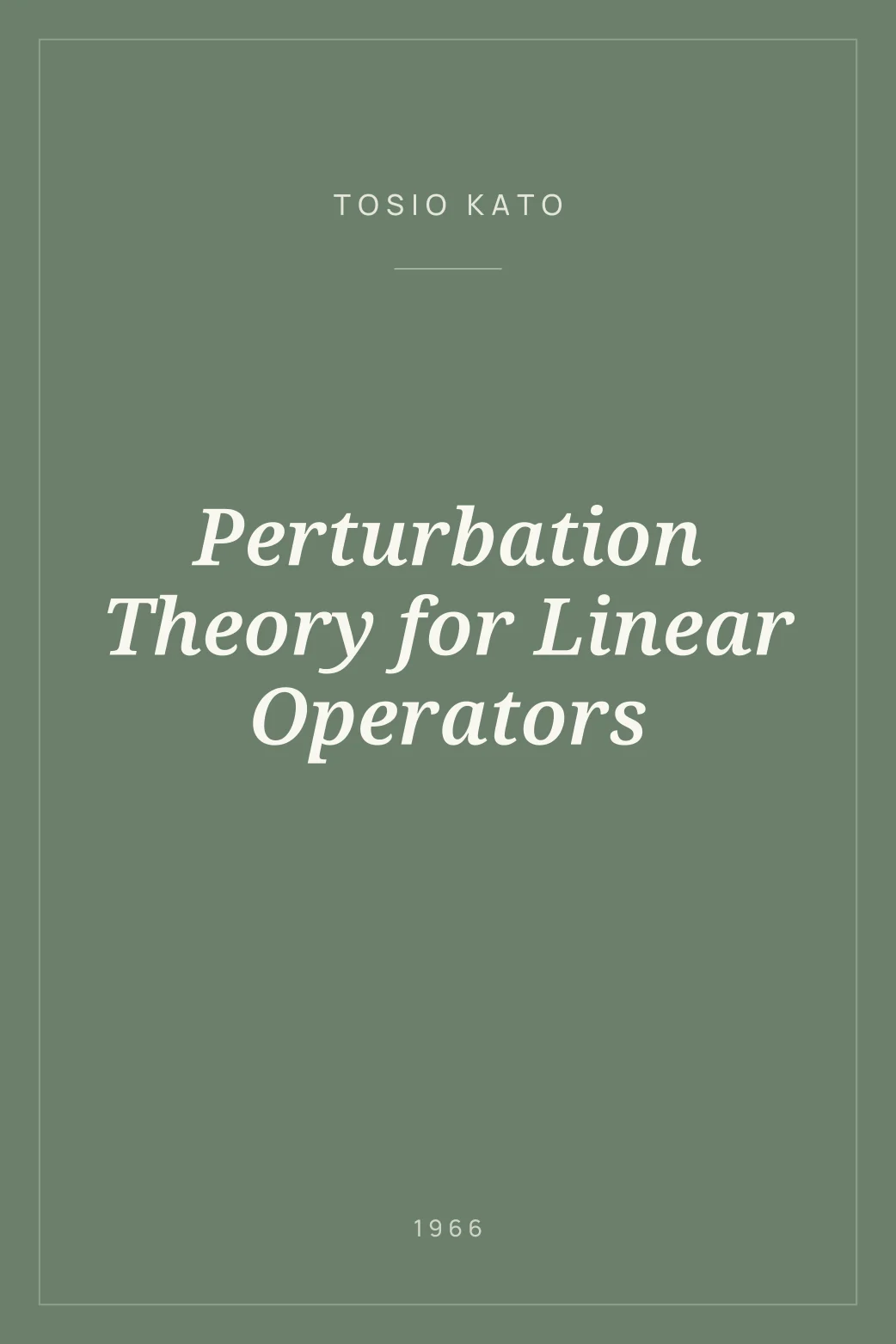 Portada de Perturbation Theory for Linear Operators