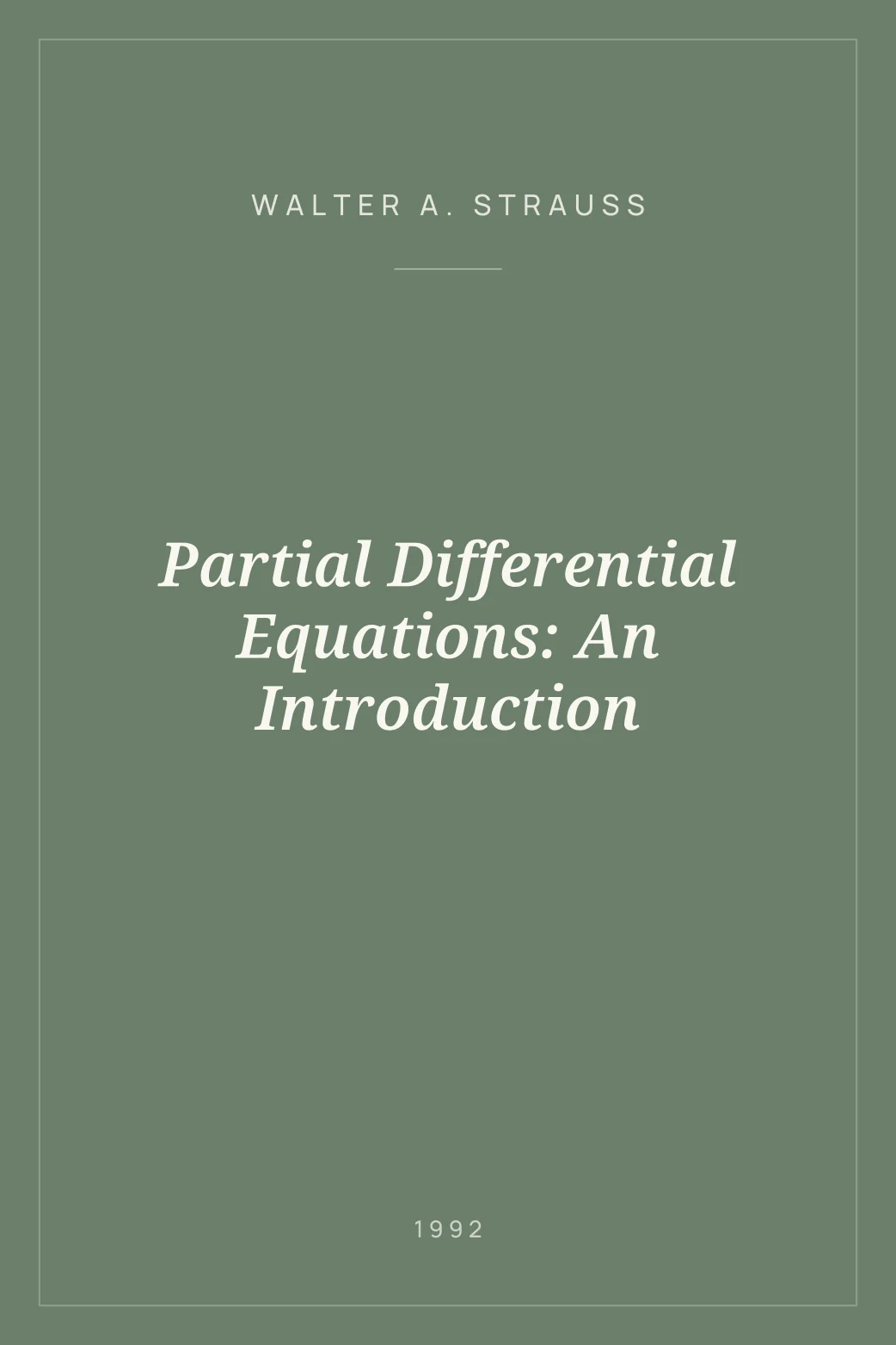 Portada de Partial Differential Equations: An Introduction