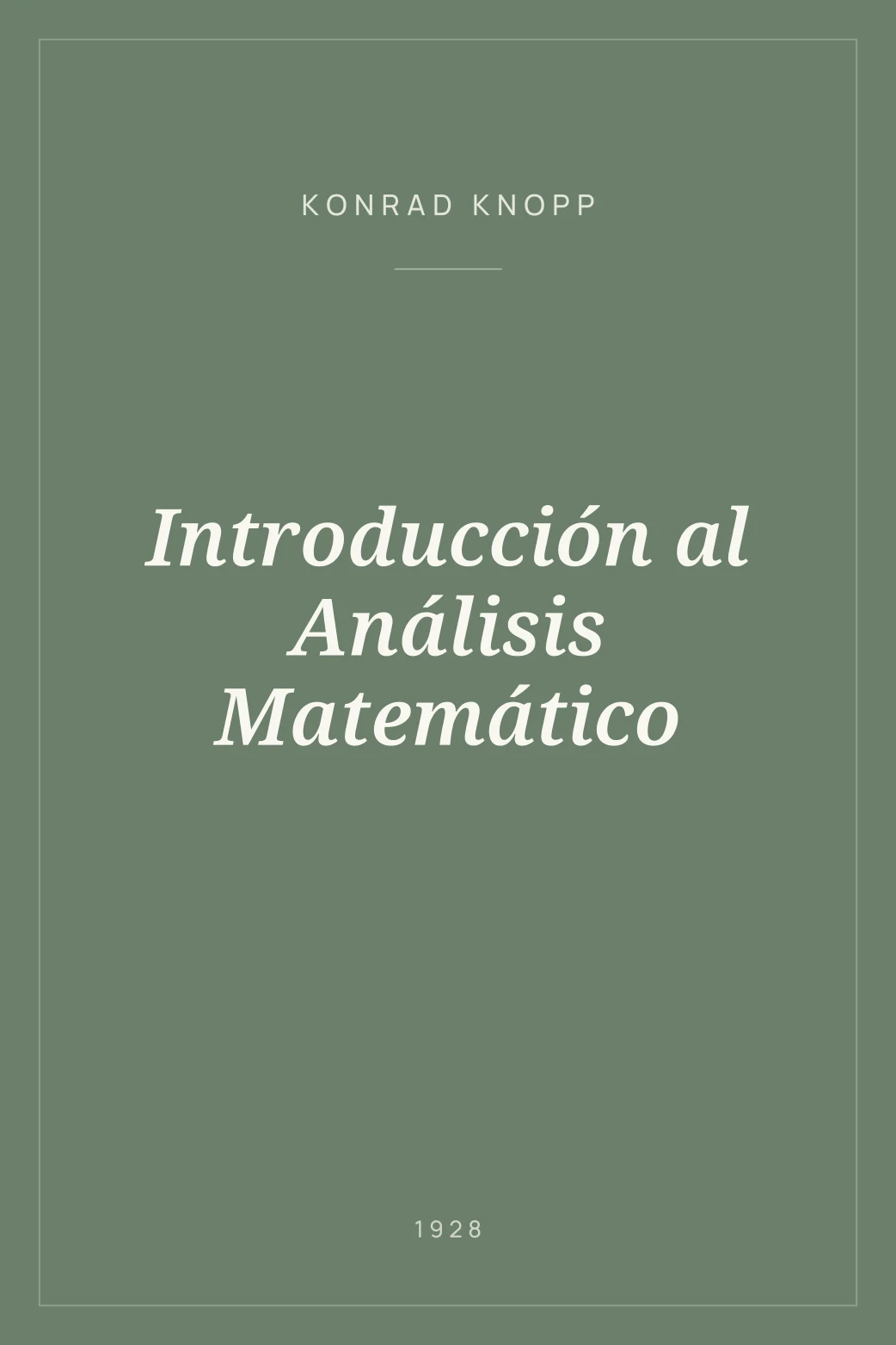 Portada de Introducción al Análisis Matemático