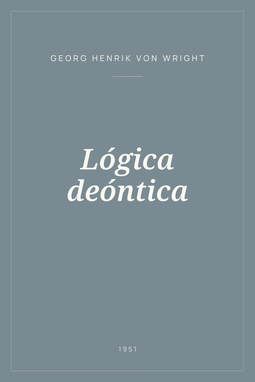 Portada de Lógica deóntica