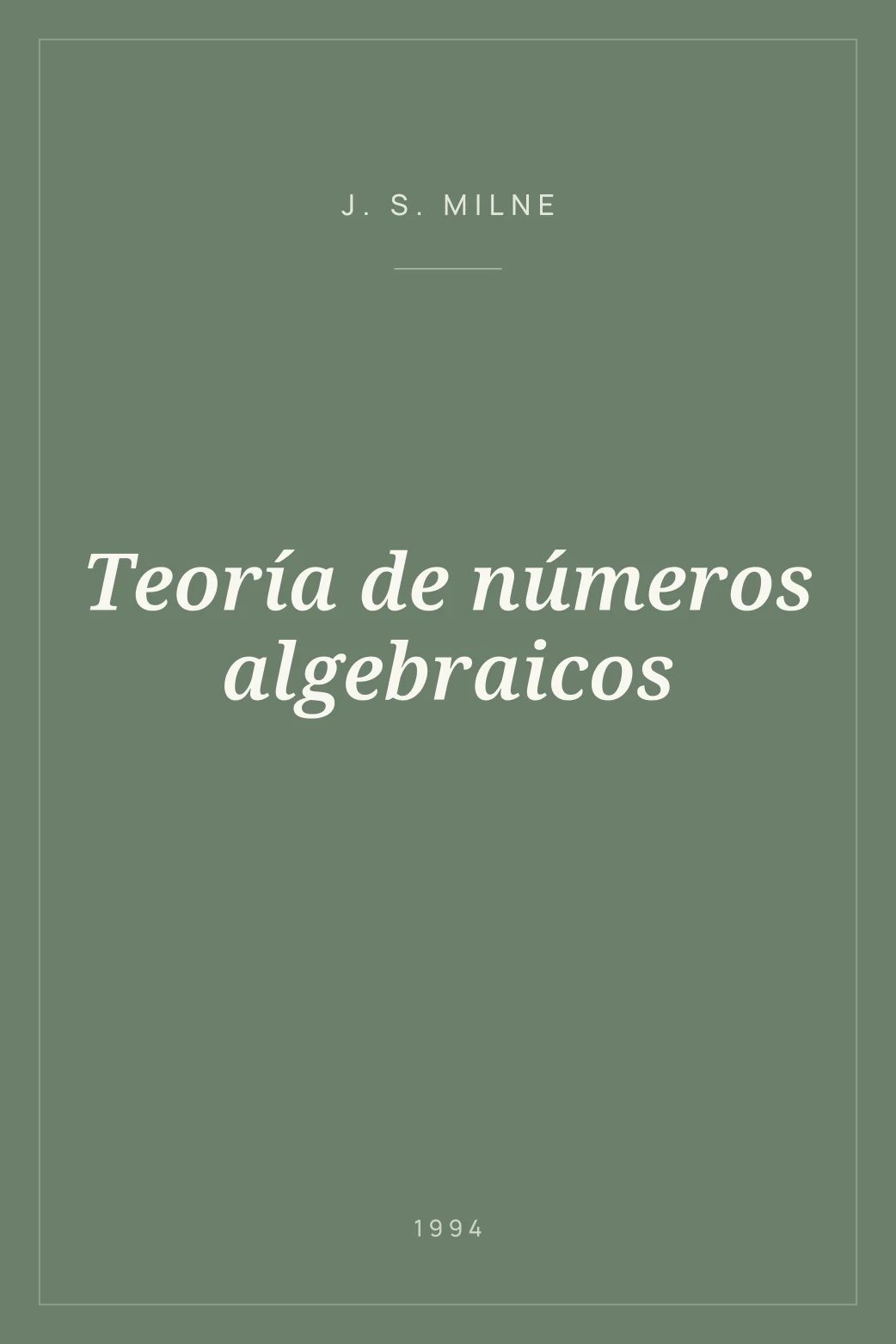 Portada de Teoría de números algebraicos