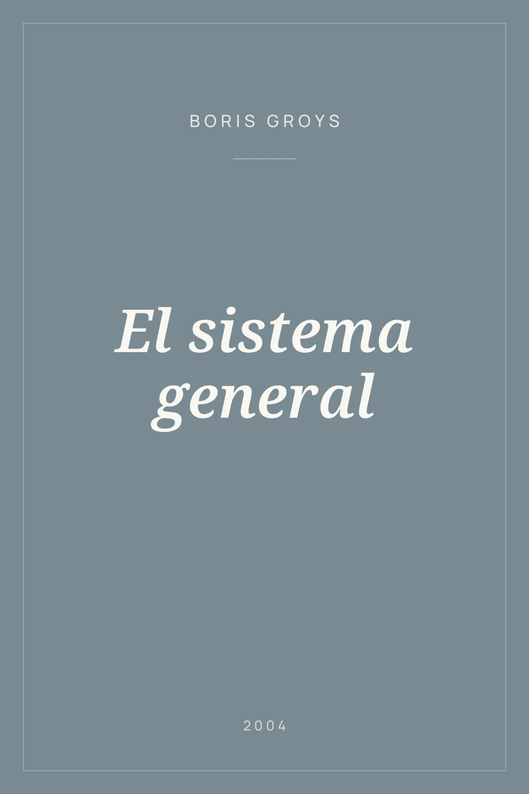 Portada de El sistema general